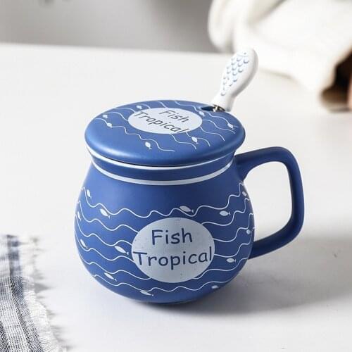 450ml breakfast cup simple office tea cup water cup afternoon tea coffee cup household ceramic milk cup mug with lid and spoon