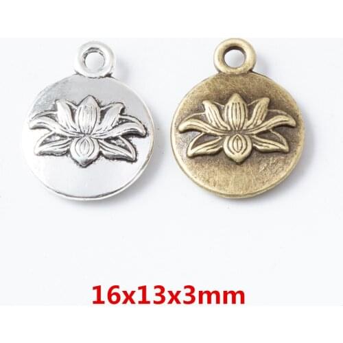 40 pieces of retro metal zinc alloy lotus pendant pendant for DIY handmade jewelry necklace making 6693