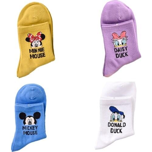 The New Disney Anime figure Summer Donald Duck Mickey Minnie mouse tube socks Cartoon casual xxx boy and girls Princess sock min