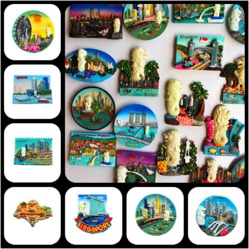 Singapore scenery Fridge Magnets Tourism Souvenir Refrigerator Magnetic Sticker Collection Handicraft Gift