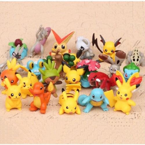 24-piece set 4-5cm Pikachu anime toy childrens Christmas gift cartoon anime Pokemon action figure toy model birthday gift