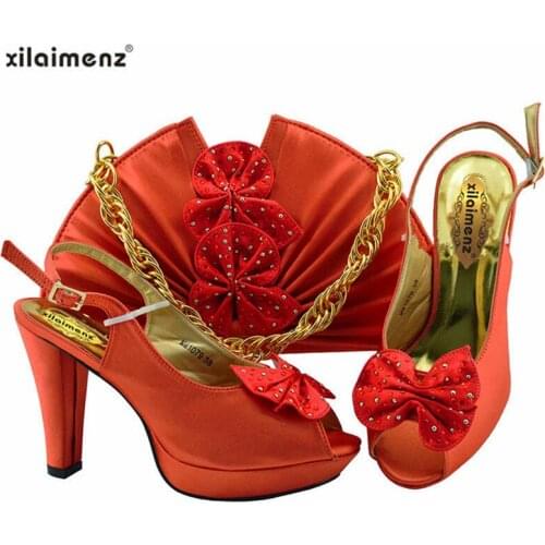 Elegant New African Shoes And Bag To Match Set Nigerian Italian High Heels Party Shoes And Bag Set For Wedding Dress