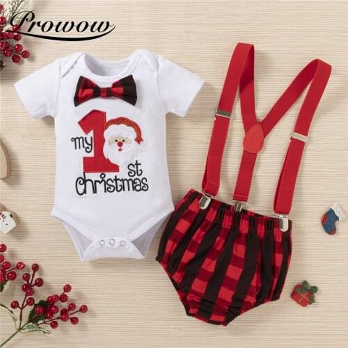 Prowow My First Christmas Clothes For Newborns Boy Clothing 2 Pcs Santa Claus Baby Costumes Festival Kids Toddlers Boys Outfits
