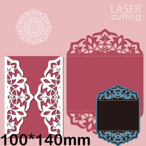 Cutting Dies Square Hollow Flower Card Metal for DIY Scrapbooking Photo Album Embossing Paper Card 100*140mm