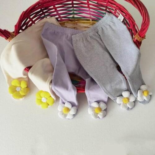 Cute Newborn Baby Tights For Girls Three-dimensional Flower Baby Girl Pantyhose Stockings Solid Color Cotton Infant Kids Tights