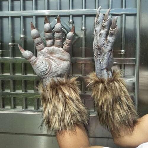 Halloween Role Play Scary Wolf Werewolf Claw Gloves Animal Festival Cosplay Latex Horrific Costume Accessory for Carnival Party
