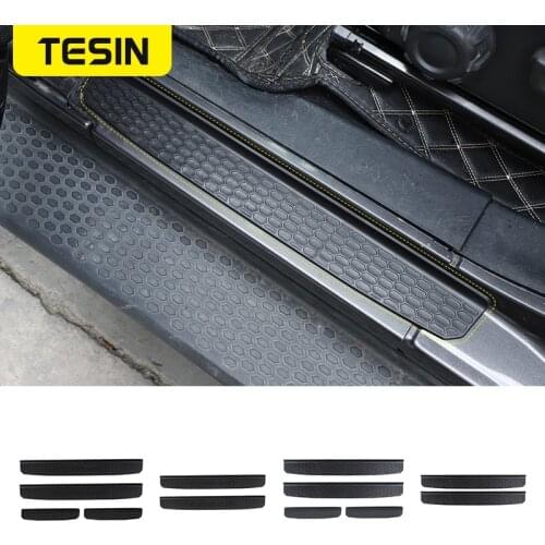 TESIN Car Door Sill Guards Plate Guards Protector Pedal Cover Stickers For Jeep Wrangler JL 2018+ For Jeep Gladiator JT 2018