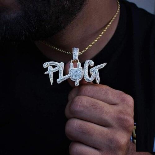 Thick Double Layer Stone gold color micro pave clear cz 5A cubic zirconia hip hop bling men Plug pendant necklace