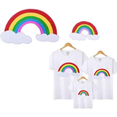 Iron on Beautiful Rainbow Sequin Patches for Clothing DIY Embroidery Stripe on Cloth Sequin Applique Badge Applique Cloth Fabric