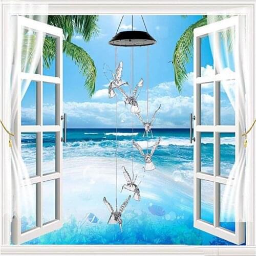 Solar Energy Powered Wind Chime Lamp Color-changing Outdoor Garden Street Solar Panel Light Drop shipping