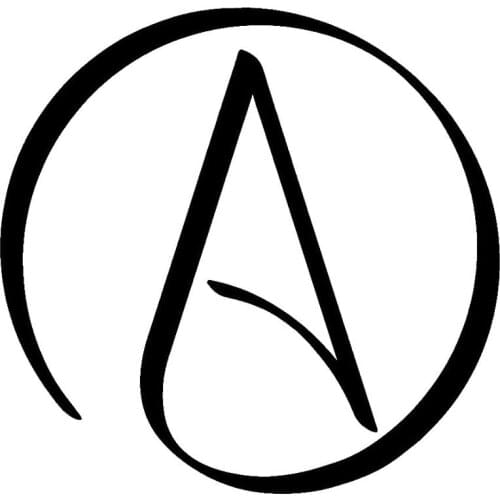 15X14.6CM ATHEIST International Symbol Interesting Car-styling Black/Silver Vinyl Decal Car Sticker S8-0602