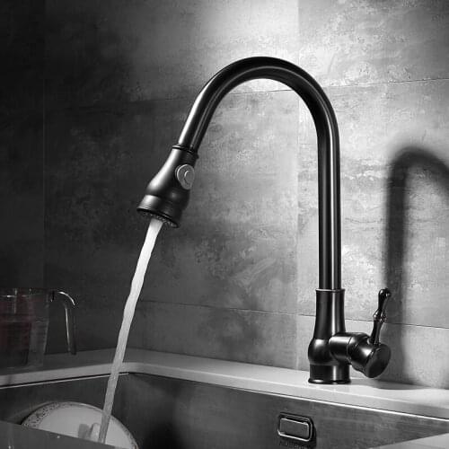 Vidric Black Gold Pull Out Kitchen Faucet 2-way Pull Out Spray 360 Swivel Rotation Chrome Nickel Torneira Cozinha Faucet