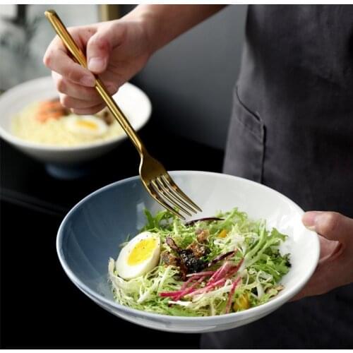 Japanese ceramic fruit salad bowl Porcelain mixing rice soup Bowls plates and bowls set korean kitchen Household Tableware