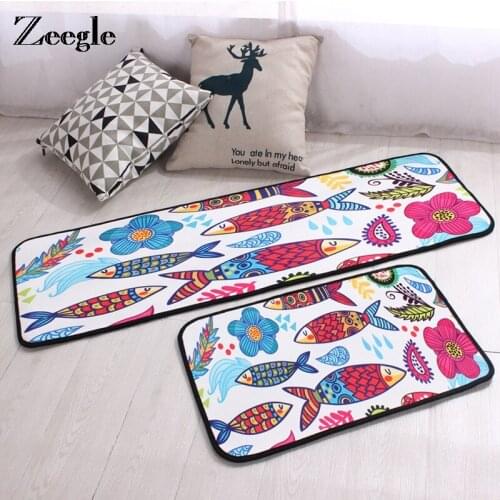 Zeegle Flannel Cartoon Corridor Mat Welcome Doormat Absorbent Kitchen Area Rug Home Bedroom Carpet Floor Mat Non-slip Bath Mats