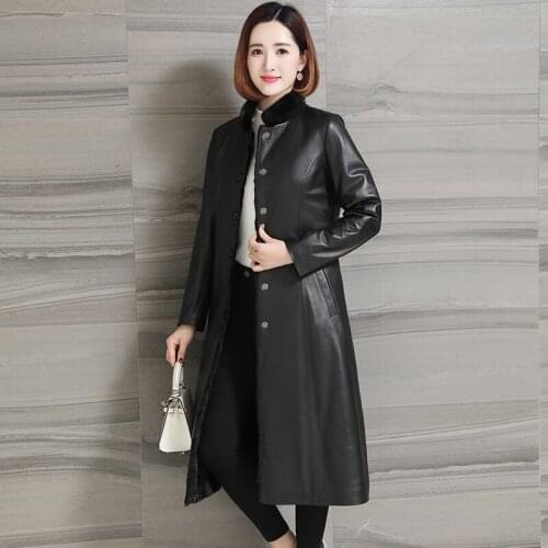 Leather Genuine Jacket 100% Sheepskin Coat Female Natural Mink Fur Liner Long Coats Winter Jacket Women Clothes 2020 MY s