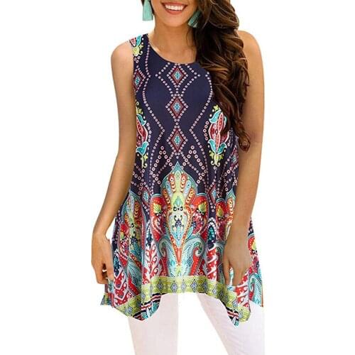 2019 Women Top Short Sleeve T Shirts Irregular Printing Sleeveless Loose T-Shirt women Tunic Sexy Summer Female T Shirt new #ER4