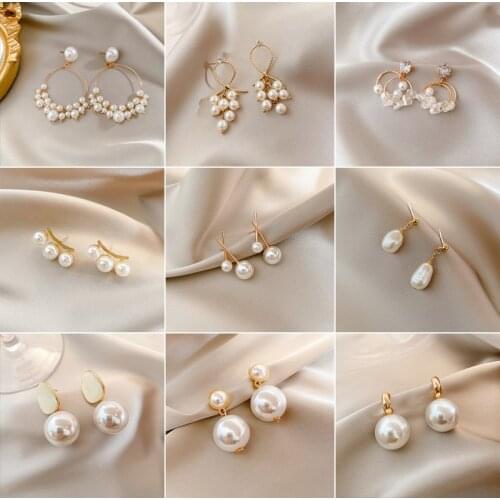 FACEINS Pearl Earrings Female 2020 New Trendy Korean Temperament Circle Earrings Simple Style Personality Fashion Jewelry