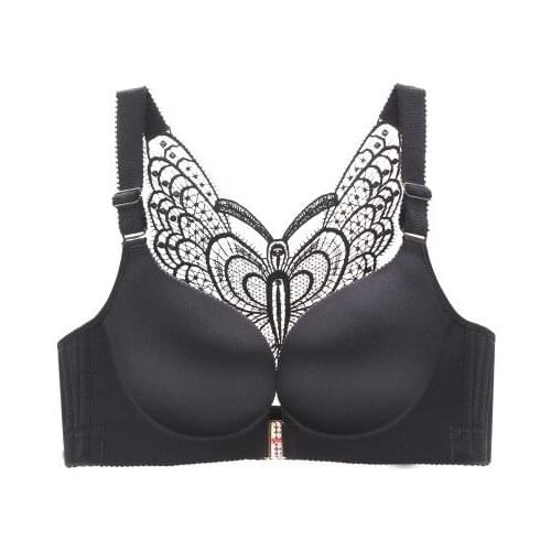 E Cup Ladies Big Size 3/4 Cup front clip Bra Black Bralette Deep V Womens Bras calcinha Large Cup factory drop shipping