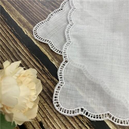 Ladies handkerchief 12x12"Women Handkerchief White cotton Ladies Hankies Embroidered crochet lace For Bride 12 PCS