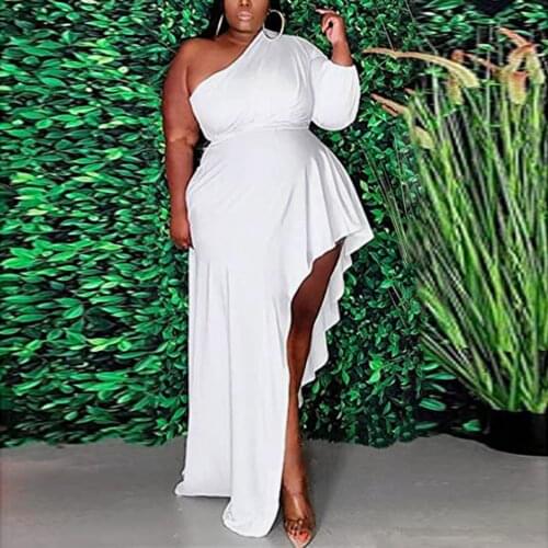 Women One Shoulder Solid Irregular Dress Elegant Long Sleeve Party Dress Fashion Chic Streetwear Women Clothes Vestidos Mujer