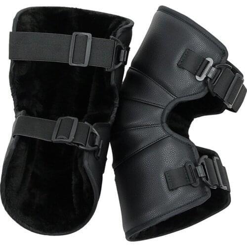 1 Pair Motocycle Knee Pads Protector Winter Thicker Keep Warm Windproof Kneepads For Skiing Skating Leather Knee Brace Guard