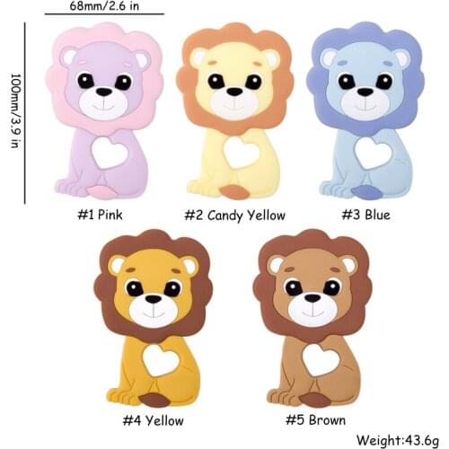 1pc Baby Silicone Teethers Lion Cartoon Animals Lion Teether For Teeth DIY Teething Necklace Food Grade Tiny Rod Baby Toys