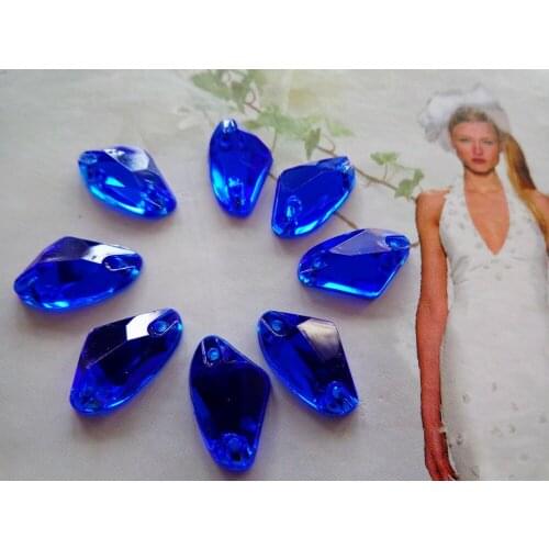 150pcs 9*14mm royalblue colour flatback Sew on rhinestones gem stones Acryl crystal Galactic shape diamond hand sewing