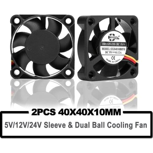 2PCS 40mm 3D Printer Cooling Fan 5V 12V 24V 4010 Printer Cooling Accessories DC Brushless Fan 40x40x10mm Mini Black Radial Fans