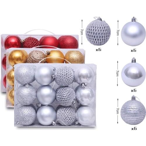 24pcs 7cm Christmas Tree Ball Baubles Xmas Party Wedding Hanging Ornament Drawing Balls Plastic Balls Party Decor Gift New Year