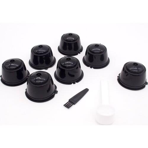 7PCS Reusable Refillable Coffee Capsule Filters For Dolce gusto With Spoon Brush Refilling Filter Coffeeware Kitchen Accessories