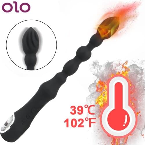 OLO Heating Anal Vibrator Anal Plug Long Beads Butt Plug for Beginner Anal Sex Toys for Men Women Masturbation Prostate Massager