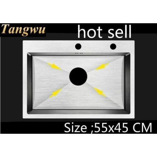 Free shipping Apartment fashion kitchen sink 304 stainless steel hand made single slot hot sell 550x450 mm