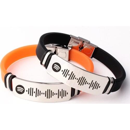 Free Engraving Custom Spotify Music Scan Code Couple Bracelet Men Women Personalized Stainless Steel Bracelets Engrave Jewelry