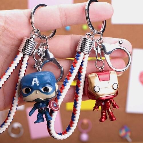 Marvel Legends Avengers Keychain Braided Leather Cord Cute Iron Man Hero Key Chain Male Female Student Gift Pendant Keyring