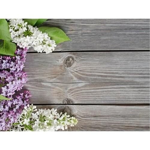 Planks Backdrop Black Board and Purple Flowers Photography Background Holiday Celebration Photo Booth Studio Decor
