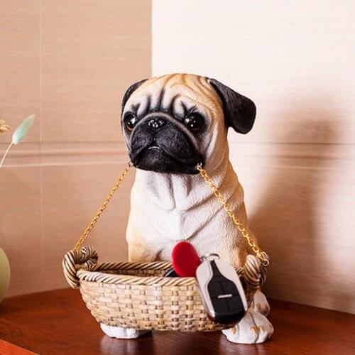 Home Desktop Decoration High Emulation Resin Storage Ornament Creative Pug Dog Statue Craft Sculpture Piggy Bank Home