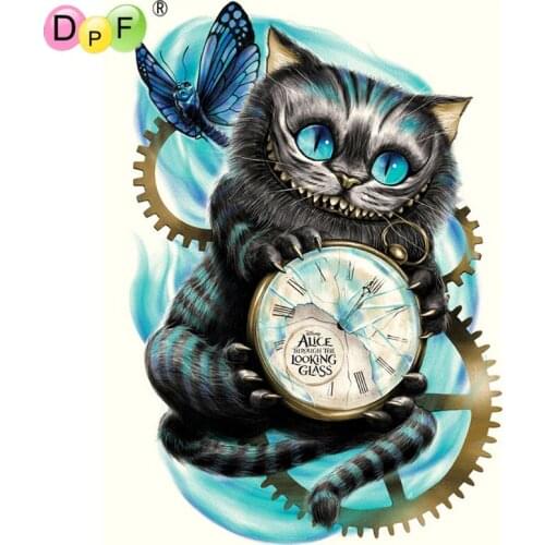 DPF Diamond Embroidery Watch the cat Diamond Painting Cross Stitch Picture Of Rhinestones Full Square Diamond Mosaic home decor