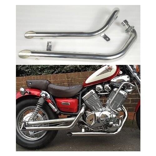 Slash Cut Drag Pipes Muffler Exhaust Full System+Silencers For Yamaha Virago XV535 XV400 1987-2004 87-04 stainless steel