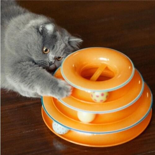 Pet Cat Toy 3 Layer Plastic Track Balls Turntable – Interactive cat Toy Balls Fun for Cats and Kitten – Ideal Gift for Cats