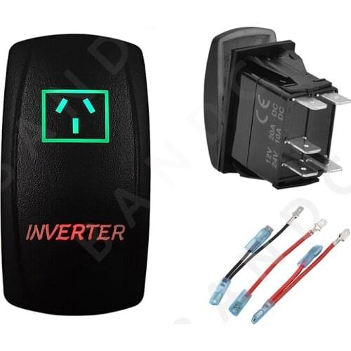Car Boat RV INVERTER Rocker Switch Green&Red Led Lamp Laser Etched 5P ON-OFF SPST Button Switch for the ARB/Carling/NARVA，Wires