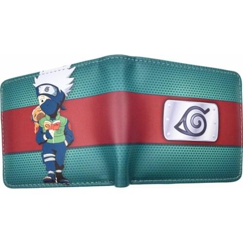 Kakashi Sasuke Black Leaf Village Konoha Ninja Wallet Short Purse With Coin Pocket Card Holder For Student Purse