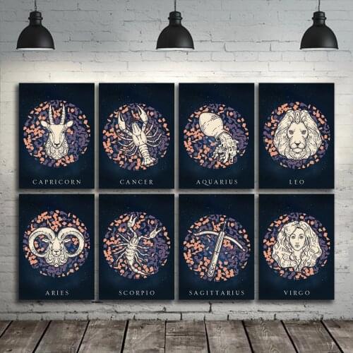 Twelve Constellation Astrology Prophecy Nordic Posters And Prints Wall Art Canvas Painting Wall Pictures For Living Room Decor