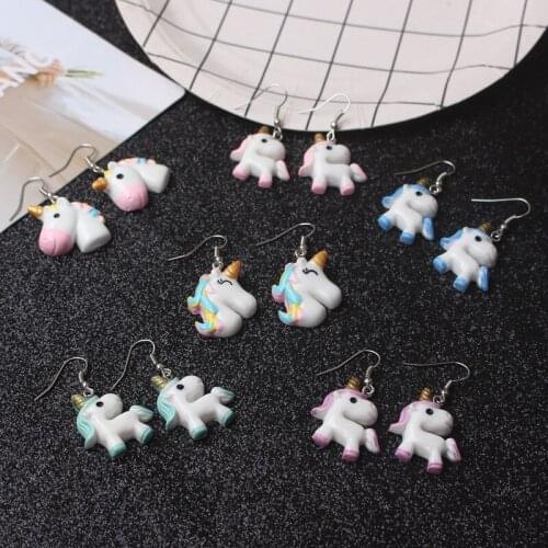 Colorful Horse Hook Earrings for Women Cartoon Animal Pendants Acrylic Drop Earrings pendientes mujer Trendy Small Earrings