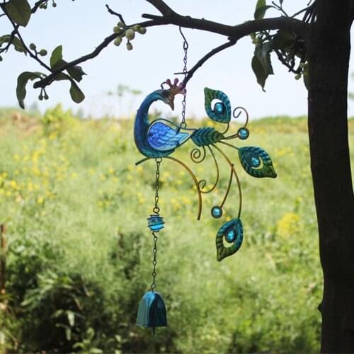 Colorful Peacock Pendant Bell Wind Chimes Indoor Outdoor Balcony Garden Decor Door Decor Durable Decoration Craft декор комнаты