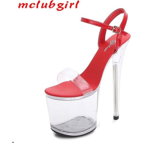 MCLUBGIRL 2021 Woman Summer Ladies Sandals Transparent High Heels 20CM Platform Shoes Open Toe Sandals Women Wedding Shoes LFD