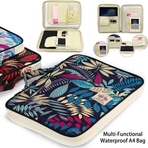 Chinese style Multi-functional A4 Document bags Embroidery Waterproof Oxford Cloth Storage bag For Notebooks Pens iPad Computer