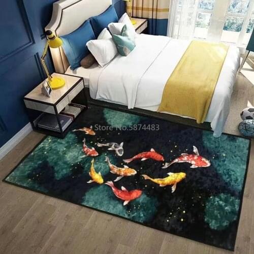 Fashion Pattern Gold Diamond Velvet Printed Carpet Living Room Coffee Table Floor Mat Bedroom Bedside Machine Washable
