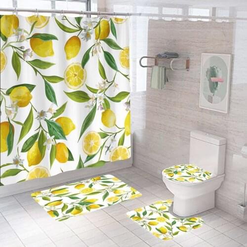 Washable Waterproof Bathroom Shower Curtain Sets Toilet Seat Cover Non-Slip Bath Mat Rug Carpet Bathroom Decor