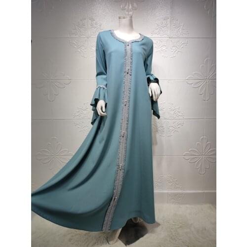 India Turkey Muslim Dress Elegant Ruffles Sleeve Abaya Duabi Arabic Vestidos Moroccon Kaftan Islamic Clothing Gown Robe 2021