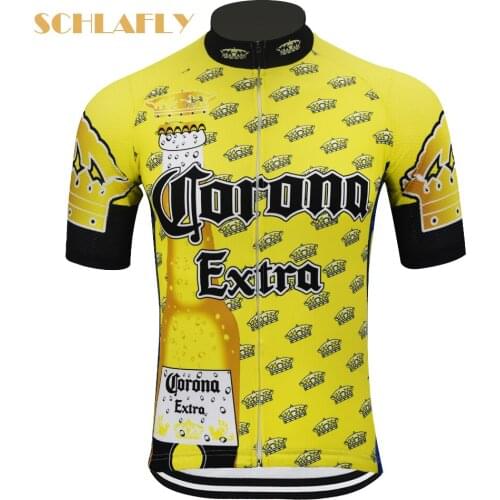 Corona extra beer men cycling jersey short sleeve yellow bike wear jersey road jersey cycling clothing bicycle clothes schlafly